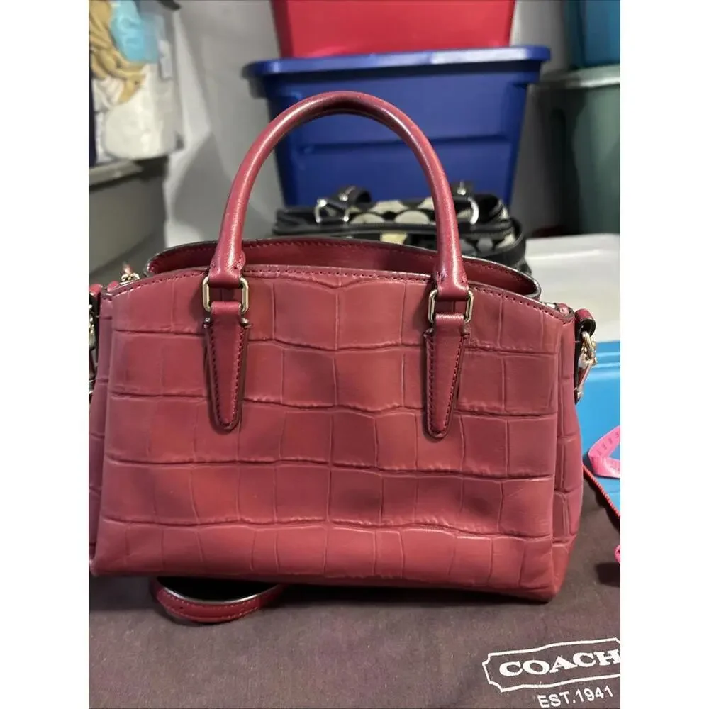 Coach Crocodile Leather Handbag Shoulder Bag Red‎ Beautiful